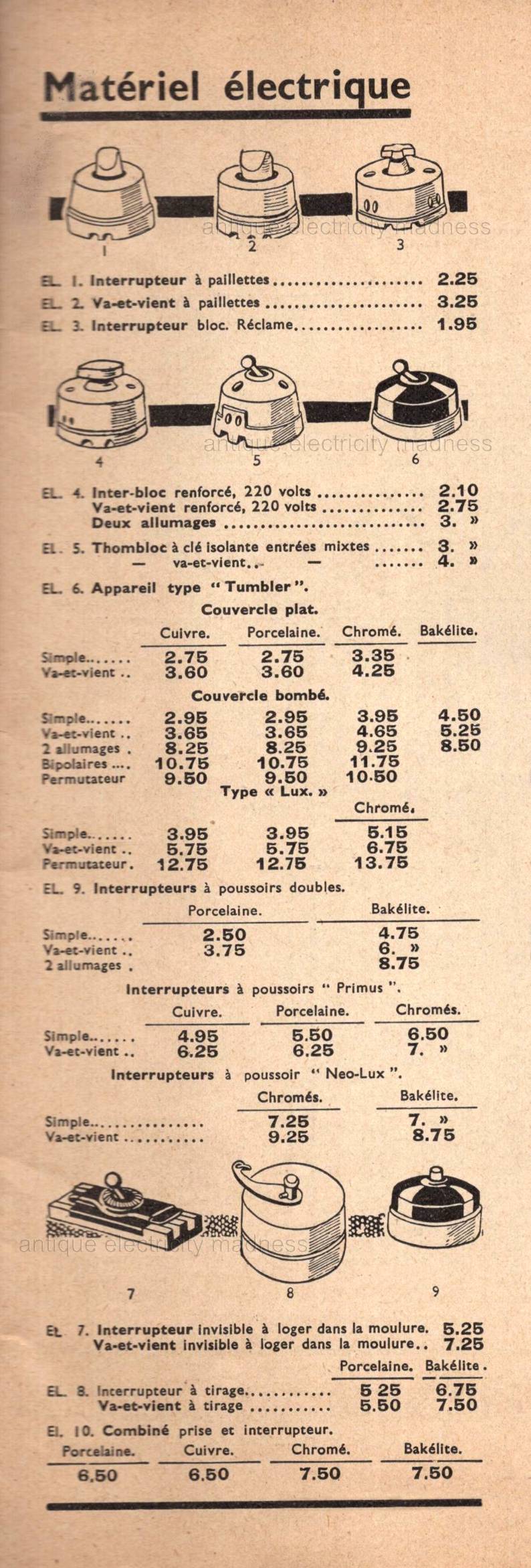 Extraits du catalogue franais "BAZAR de L'hotel de ville" de 1939