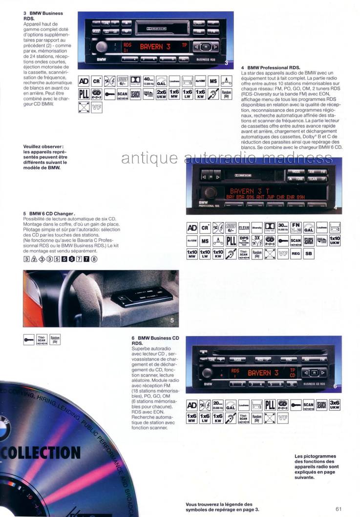 BMW car stereo : extraits du catalogue 1995 - 2
