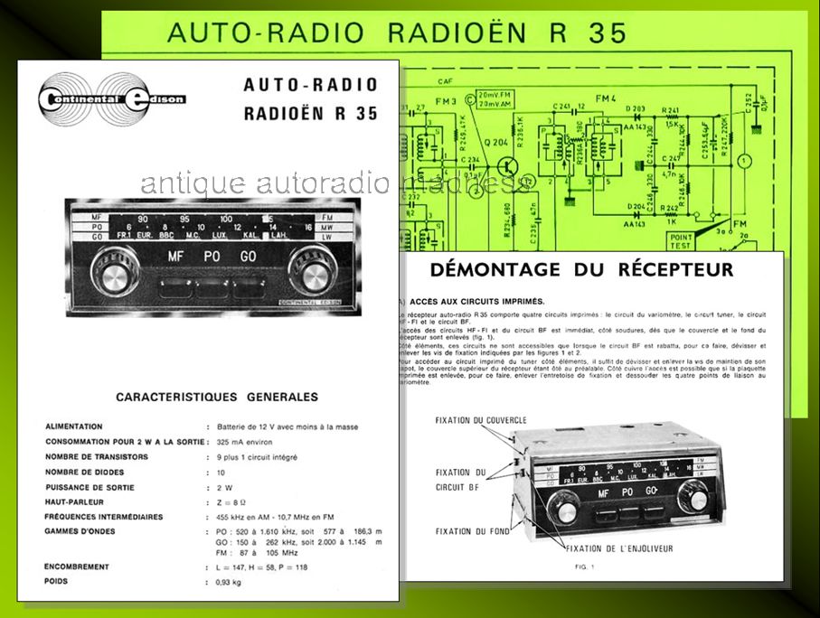 Documentation technique RADIOEN R35 (CITROEN) - 1970
