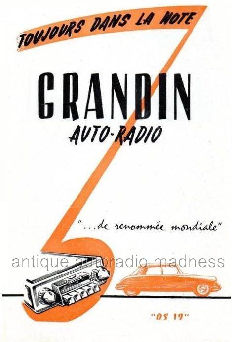 Ancienne publicité de 1963 Autoradio GRANDIN pour CITROEN