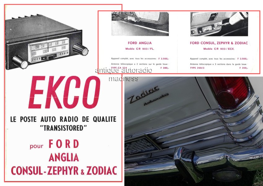 Old EKCO advert. car radios for FORD Consul, Zephyr, Zodiac Anglia