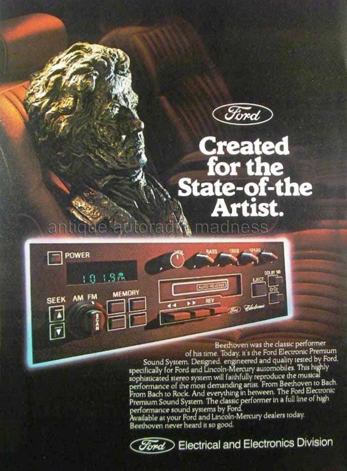 Affiche publicitaire vintage américaine - FORD Electronic Premium Sound System - 1983