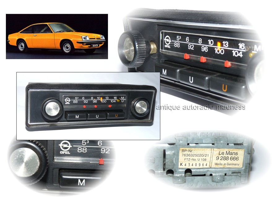 Oldschool original OPEL car radio - model Le Mans - 9 288 666 - from year 1976