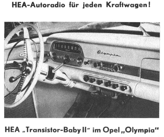 Vintage HEA car radio advert - year 1958 - model transistor-Baby II