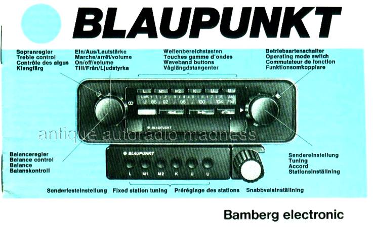 Classic PORSCHE car radio - Year 1975 - BLAUPUNKT model Bamberg Electronic Stereo - 2