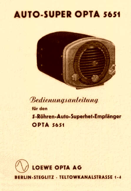 Very old VW car radio (1950) - LOEWE OPTA model OPTA 5651