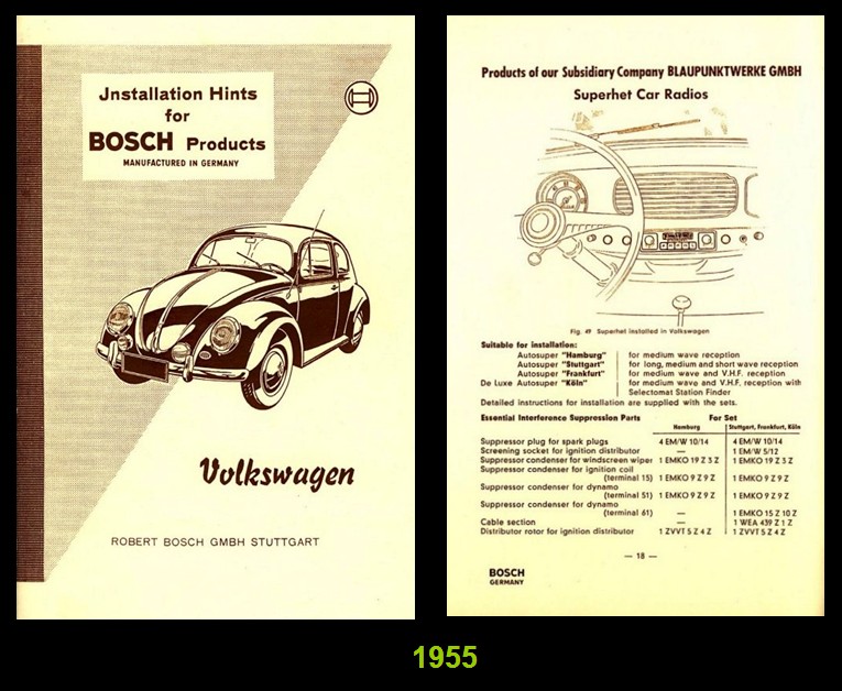 Vintage VW car radio catalog - 1955 - BLAUPUNKT Autosuper Hamburg, Stuttgart, Frankfurt, Koln de Luxe