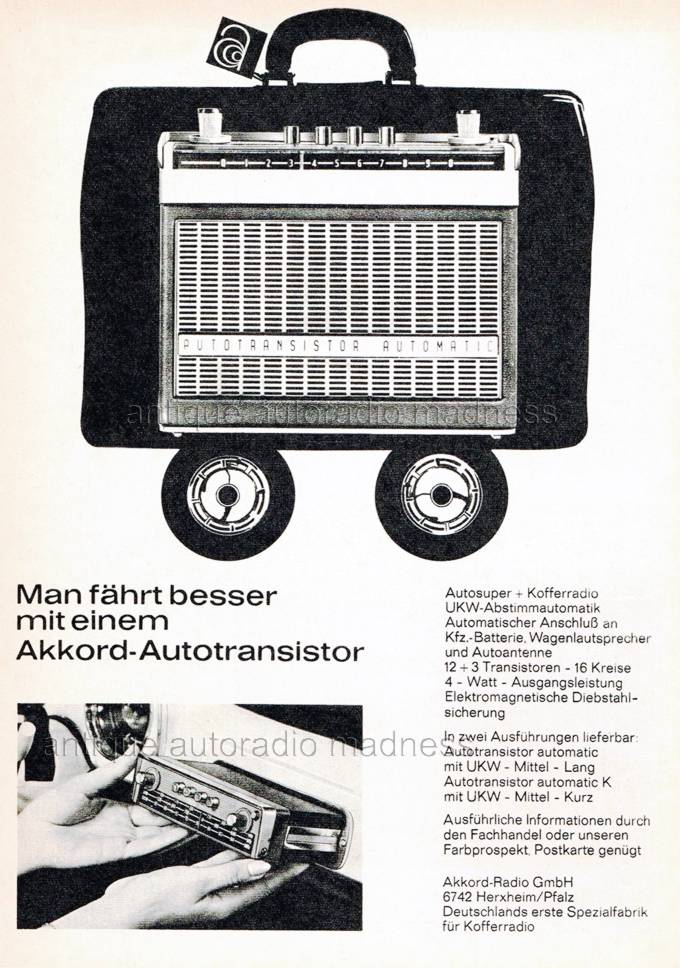 Old school VW car radio 1964 - AKKORD Transistor FM transportable