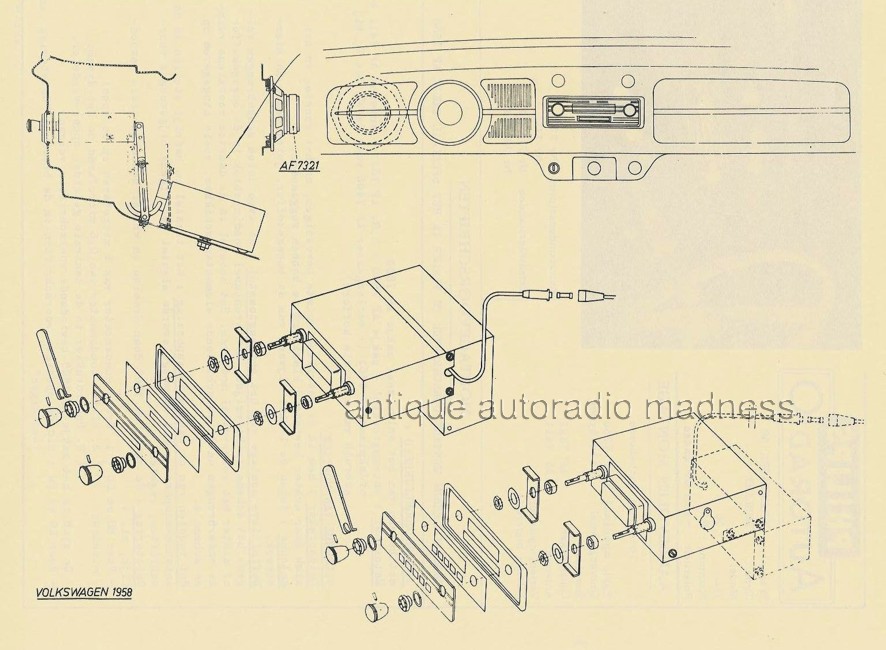 Vintage VW car radio technical infos (USA) - 1958 - PHILIPS N3X24V - 2