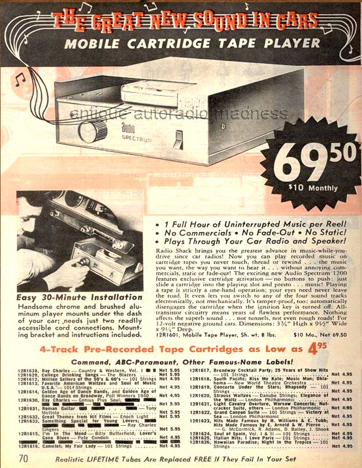 4 track car stereo player Realistic model Auto Spectrum adverisement 1966