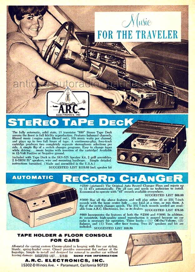 Vintage ARC 8 track stereo player advertising (1966)