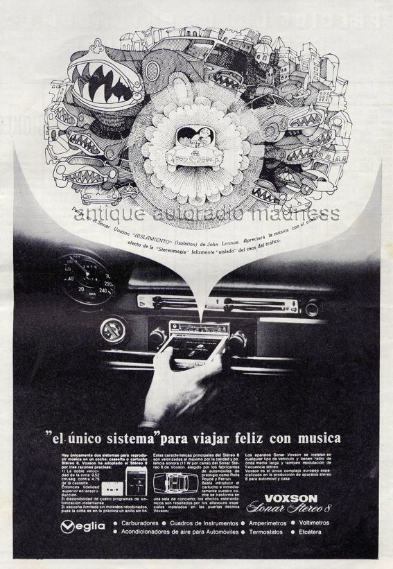 8 track car stereo player VOXSON Sonar Stereo 8 advertisement