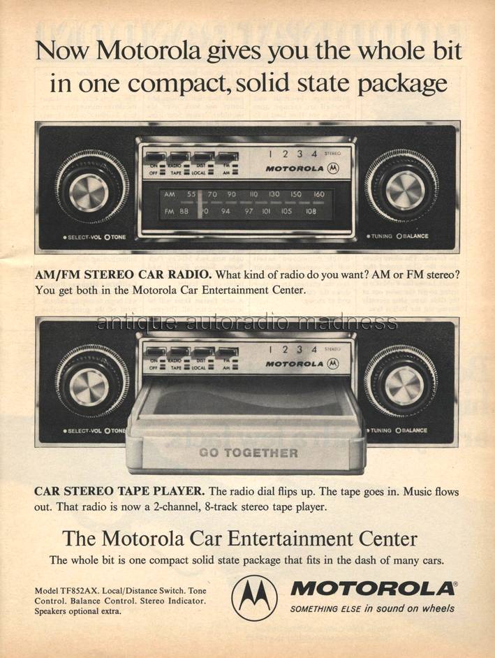8 track car stereo player MOTOROLA model TF852AX - advertisement 1973