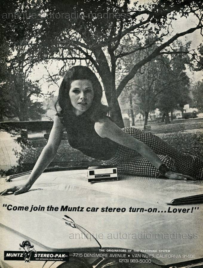Vintage MUNTZ 8 track cartridge stereo player advertising (1970)
