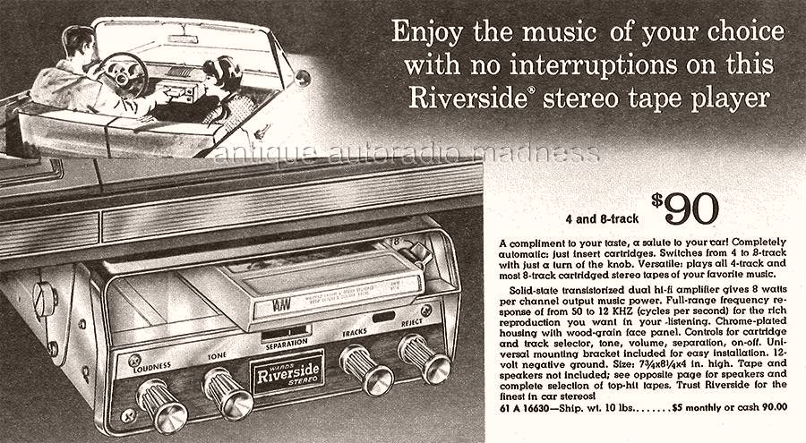8 track car stereo player WARDS model Trust Riverside  advertisement