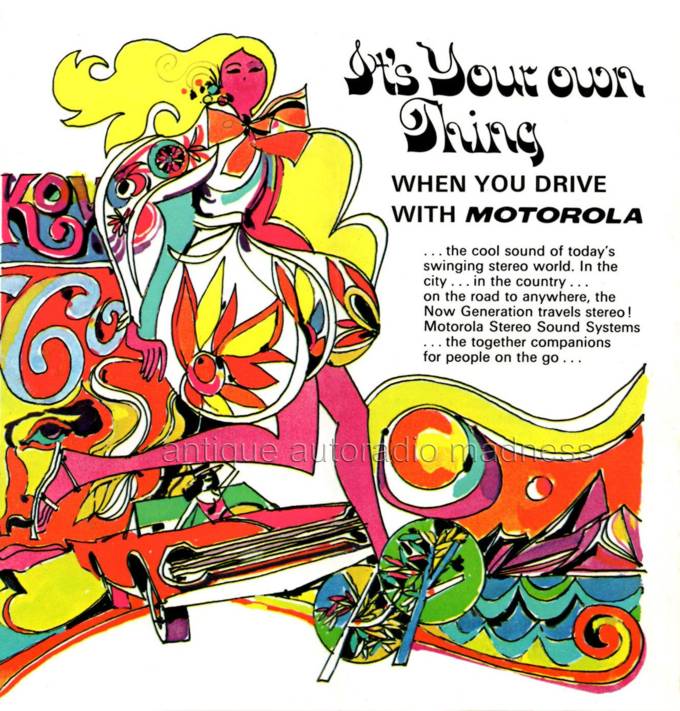 Vintage MOTOROLA 8 track cartridge stereo player advertising (1970) - 2