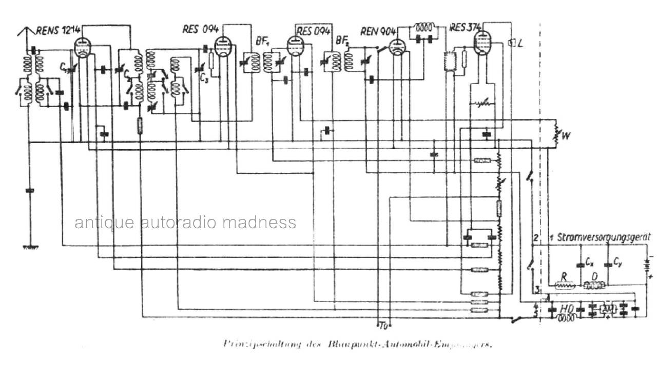 Oldschool FORD BLAUPUNKT car radio model A 520 FA - year 1953 - Technical informations - 2