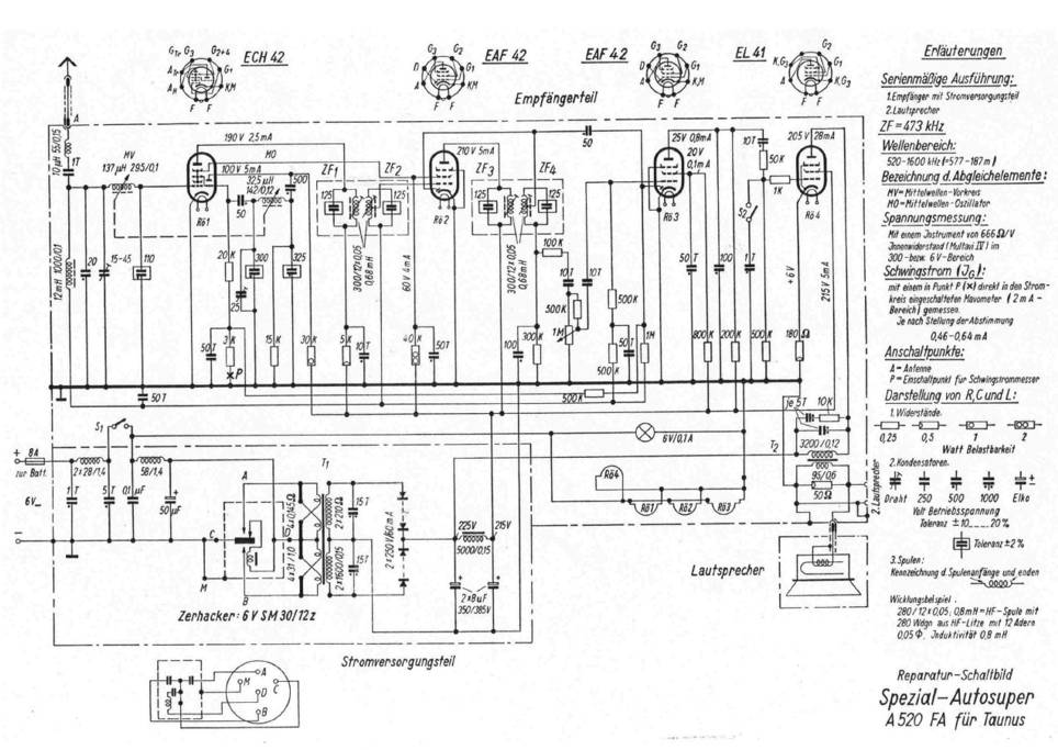 Oldschool FORD BLAUPUNKT car radio model A 520 FA - year 1953 - Technical informations - 3