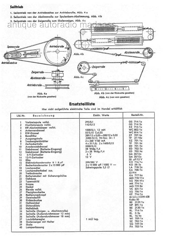 Oldschool FORD BLAUPUNKT car radio model A 520 FA - year 1953 - Technical informations - 4