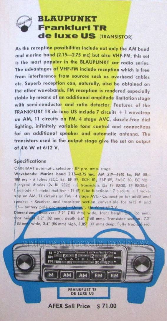 Blaupunkt car stereo catalog - 1962 - USA models - 3