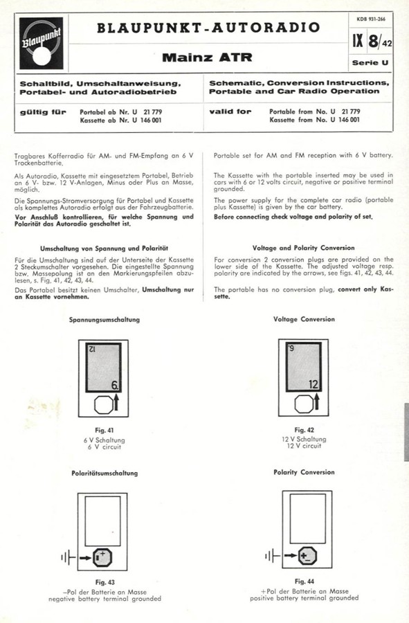 BLAUPUNKT car radio model Mainz ATR - 1963 - 5