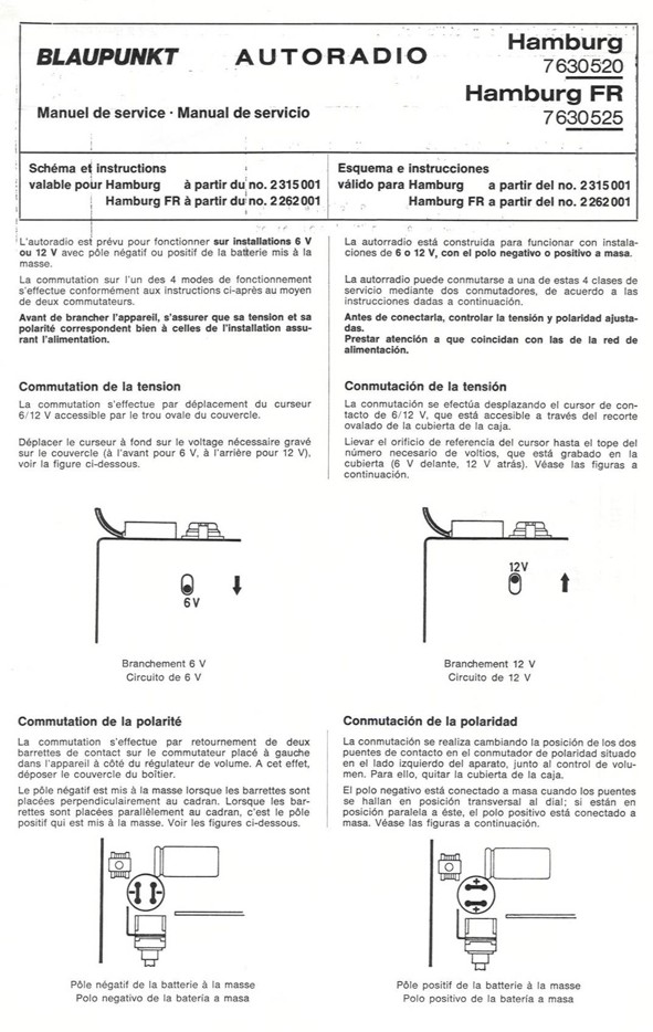 Old BLAUPUNKT car radio model Hamburg 7 630 520 - year 1970
