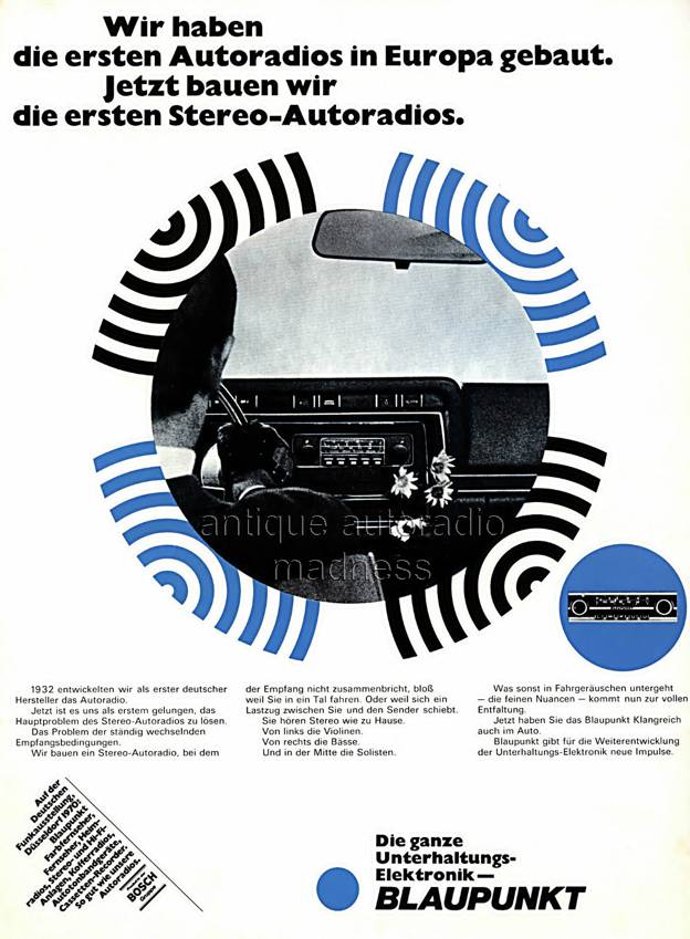 Old BLAUPUNKT car stereo advertisement "New reception FM stereo"