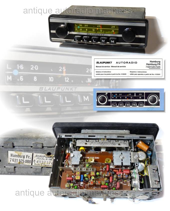 Vintage BLAUPUNKT car radio model : Hamburg FR  7 631 525 - 1971 - 1
