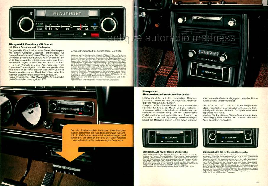 Vintage BLAUPUNKT car radio stereo general catalog - 1972 (Germany) -  10