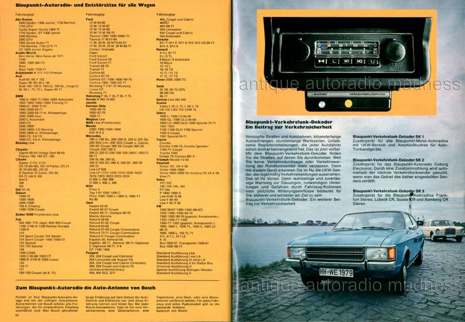 Vintage BLAUPUNKT car radio stereo general catalog - 1972 (Germany) -  12