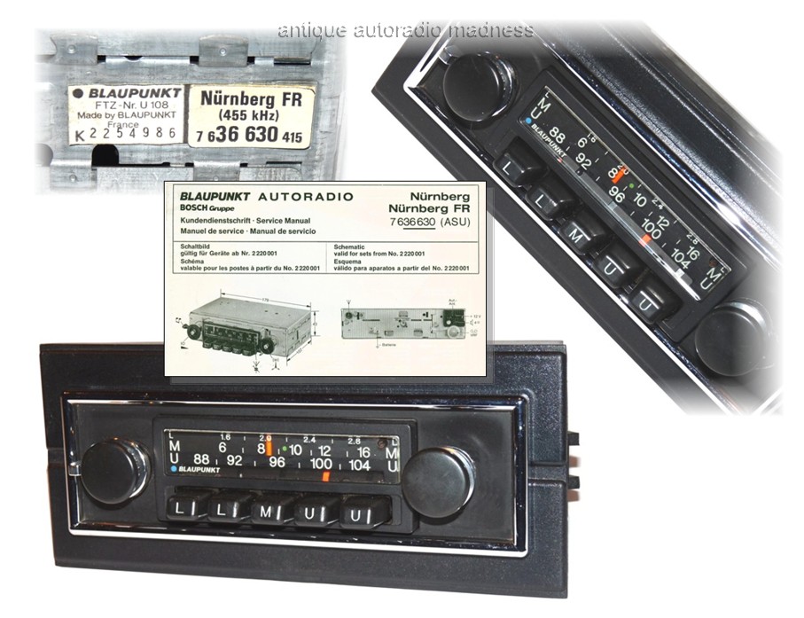 Old BLAUPUNKT car radio model Nurnberg FR - 7 636 630