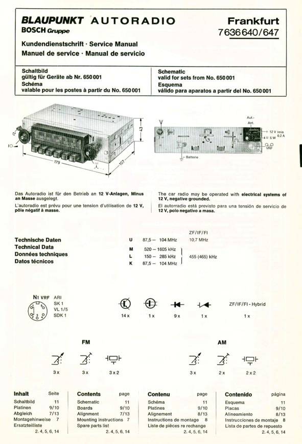 Old BLAUPUNKT car radio model Frankfurt - 7 636 640