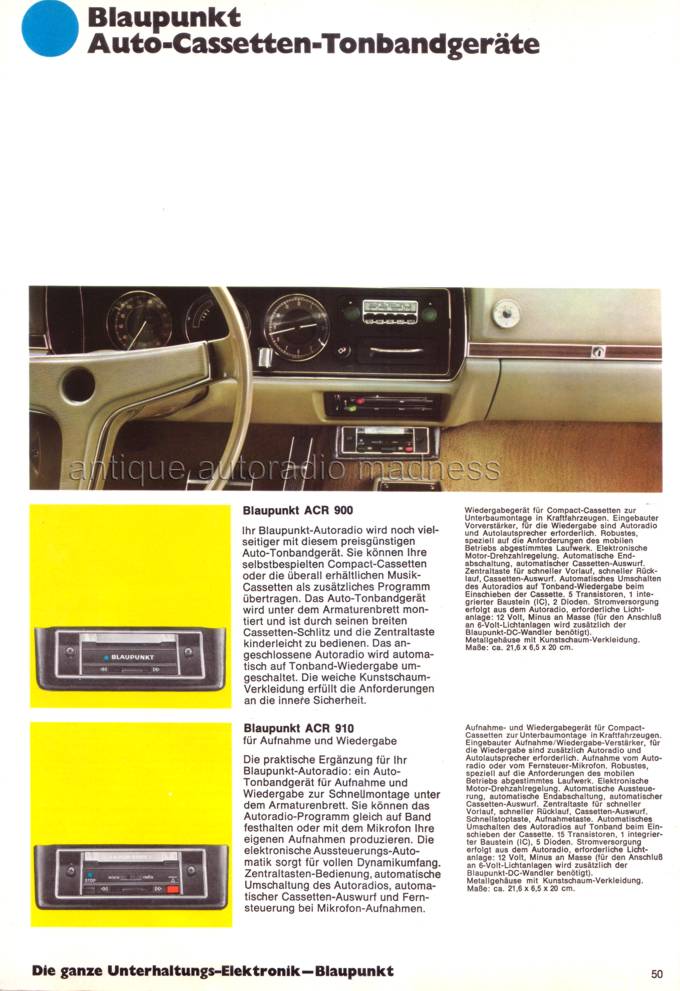 Vintage BLAUPUNKT car radio catalog year 1978  (Germany extract) - 50