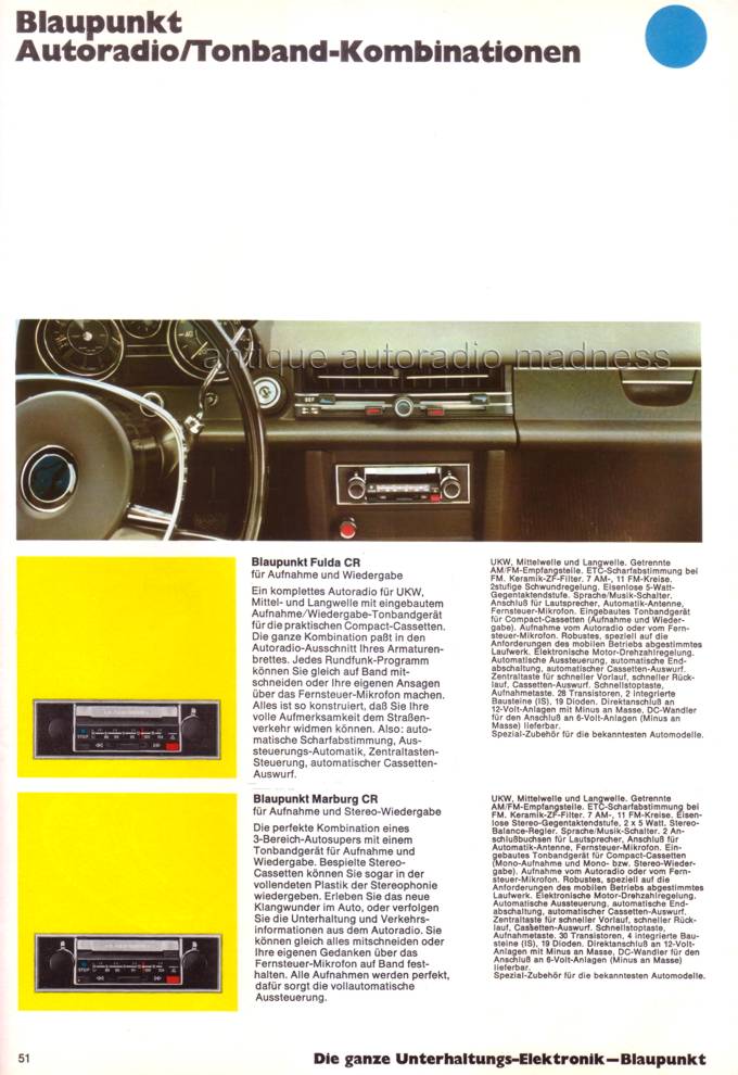 Vintage BLAUPUNKT car radio catalog year 1978  (Germany extract) - 51