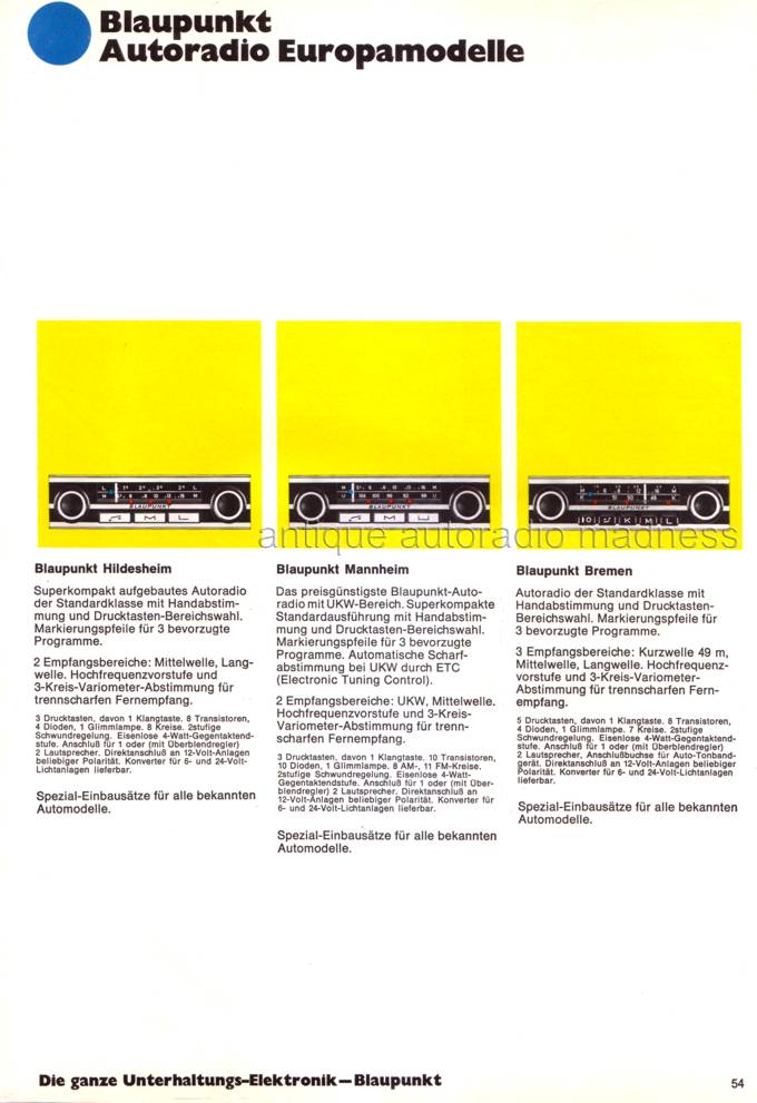Vintage BLAUPUNKT car radio catalog year 1978  (Germany extract) - 54