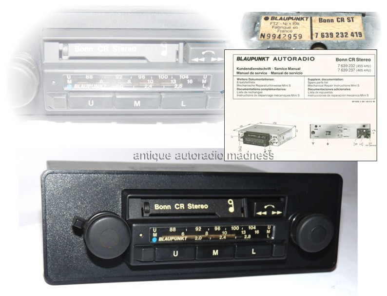 Classic BLAUPUNKT car radio Bonn CR Stereo 7 639 232 - year 1979 - 2