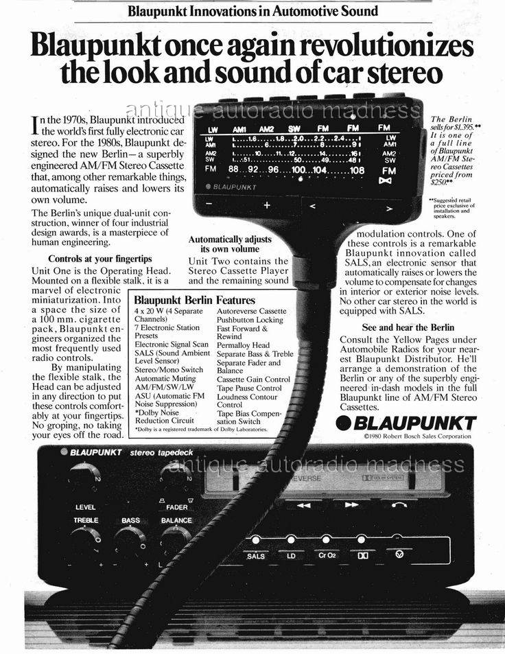 Vintage BLAUPUNKT car stereo advertising model Berlin Electronic -  year 1980