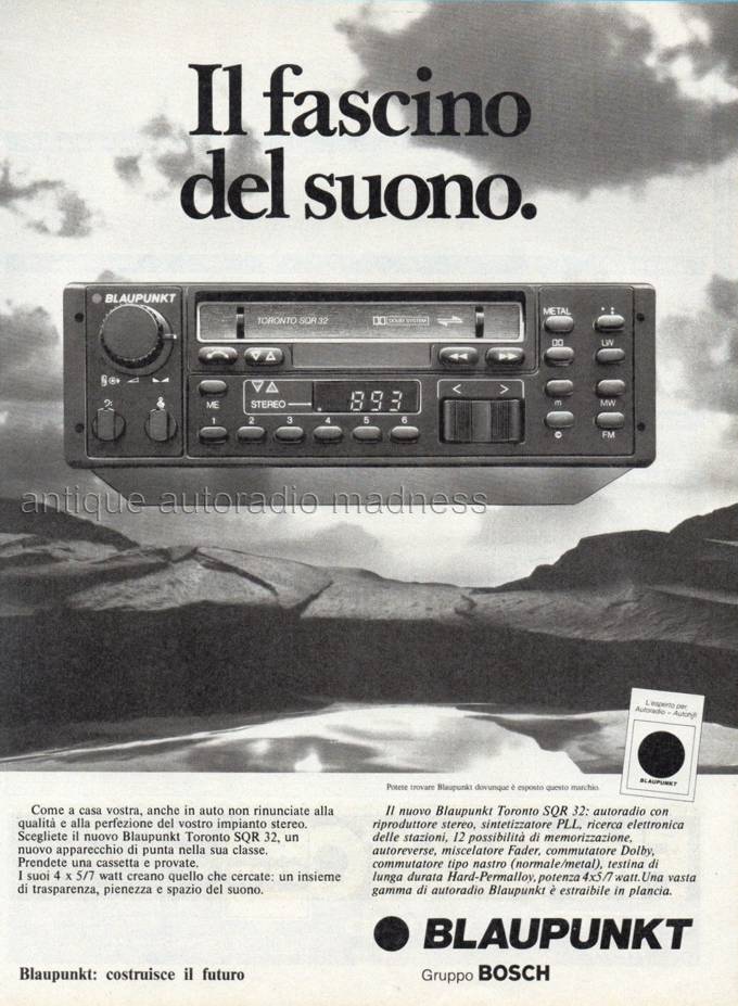 Vintage BLAUPUNKT car stereo advertising model: Toronto SQR 32  year 1982 (Italy)