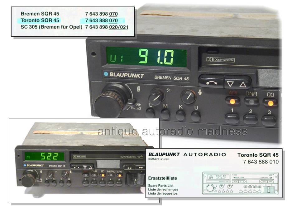 Vintage BLAUPUNKT car stereo model: Toronto SQR 45 - year 1983 - 5