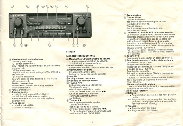 Vintage BLAUPUNKT car stereo model: Melbourne MR 23 - year 1983 - 5