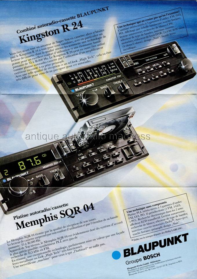 Vintage BLAUPUNKT car stereo advertising "Kingston - Memphis" - year 1983 - 2