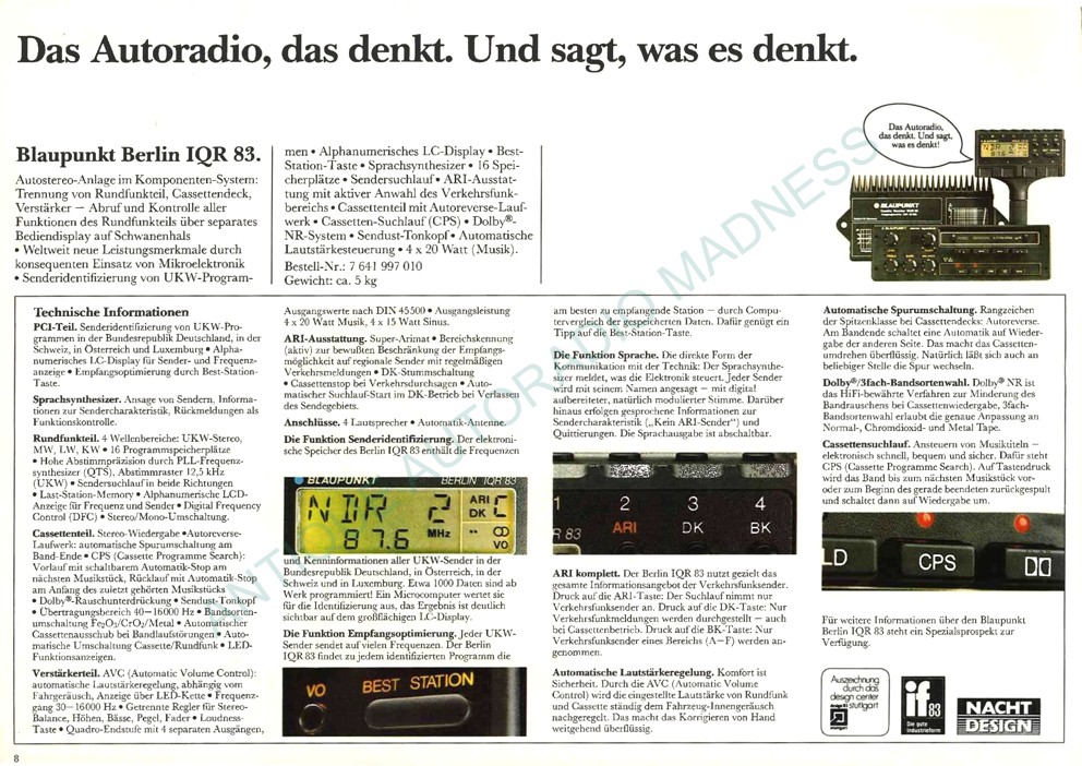 Old school BLAUPUNKT car stereo catalog year 1984 - 8
