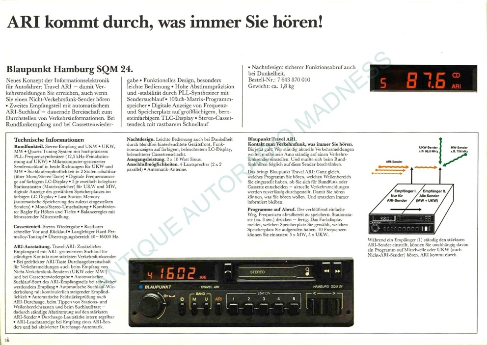 Old school BLAUPUNKT car stereo catalog year 1984 - 16