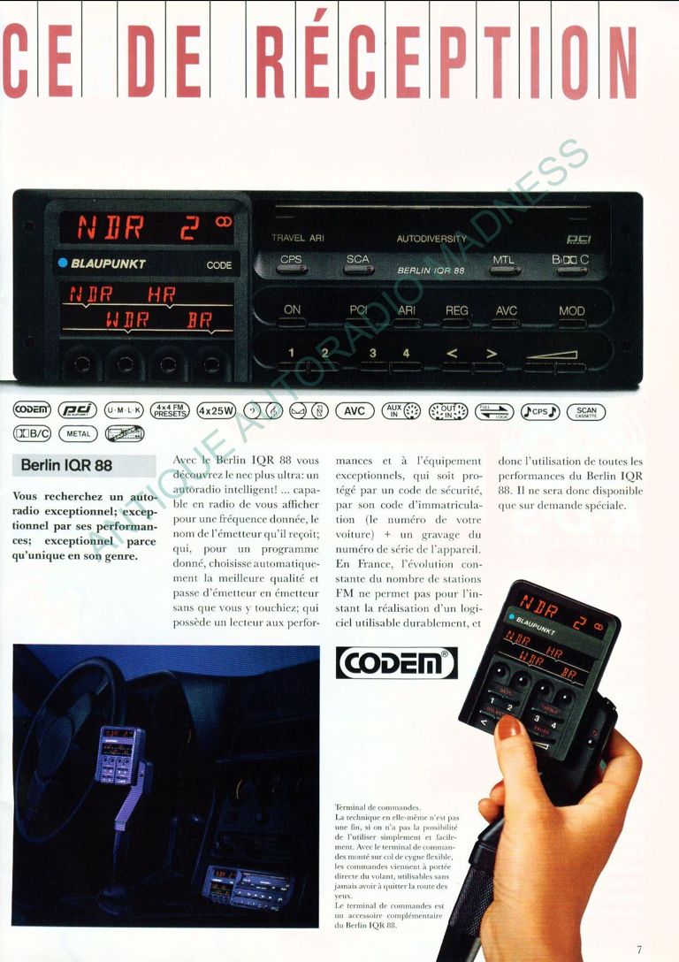 Vintage BLAUPUNKT car stereo catalog year 1988 (Belgium - Fr) - 7