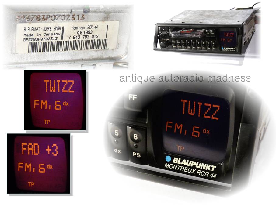 Classic BLAUPUNKT car stereo model Montreux RCR 44 - 7 643 783 013 - year 1993