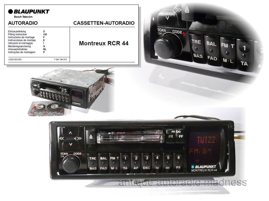 Classic BLAUPUNKT car stereo model Montreux RCR 44 - 7 643 783 013 - year 1993 - 2