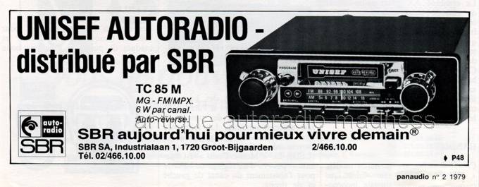 Publicit vintage de 1979 - Autoradio UNISEF modle TC 85 M