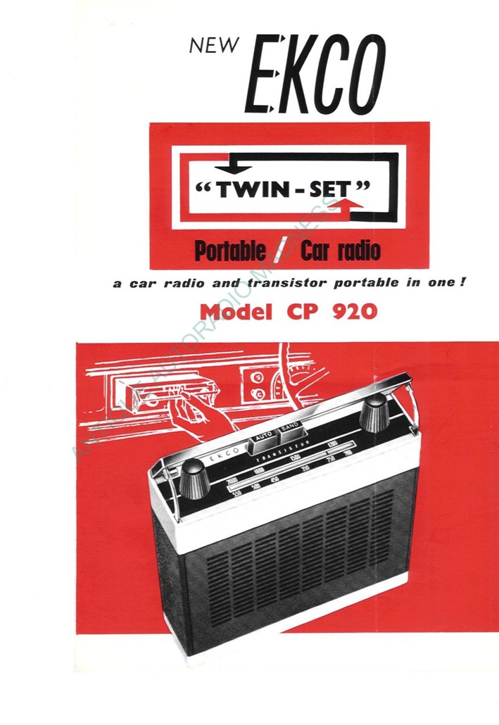 Vintage EKCO car radio advert. model CP920 - Year 1963
