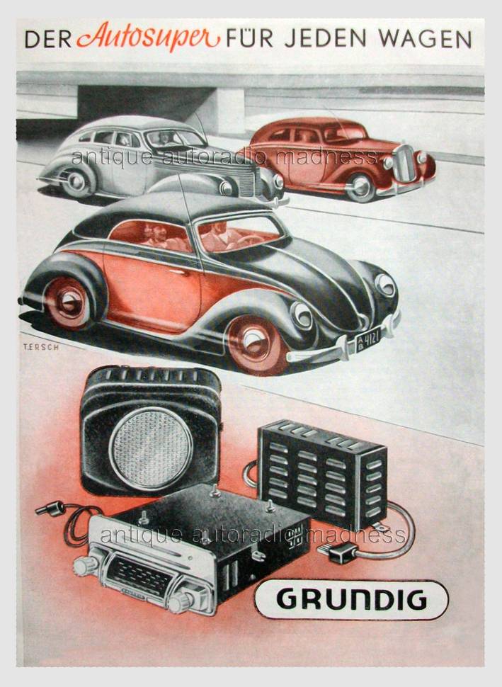 Vintage GRUNDIG car radio advertising (1950) - VW