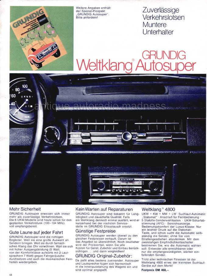 Vintage GRUNDIG car radios serie - year 1972 - 48